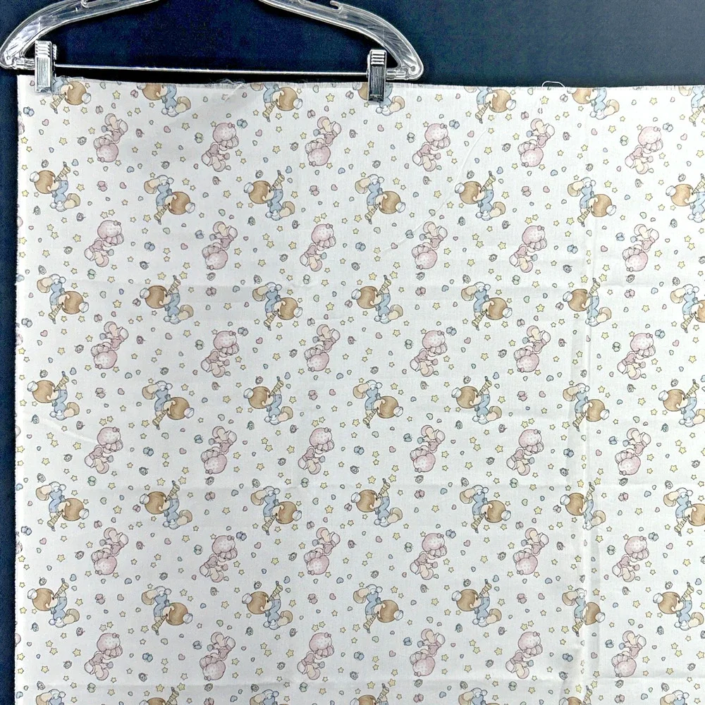 Vtg 1998 Precious Moments Boy Girl Crib Blanket/Sheet Fabric Panel Hearts Stars